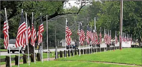  ??  ?? Those driving along Chichester Avenue through Upper Chichester will see a display of over 50 American flags, placed by Chichester Rotary Club’s Flags for Heroes program. Each flag was purchased by a sponsor who honored a hero such as a veteran, police...