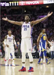  ?? CHRIS SZAGOLA — THE ASSOCIATED PRESS ?? Joel Embiid and the Sixers have 24 nationally televised games this upcoming season, including a home contest against the Bucks on Christmas Day.