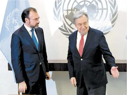  ??  ?? El canciller se reunió en Nueva York con el secretario general de la ONU, António Guterres.