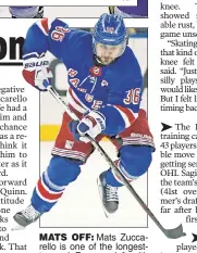  ?? Paul J. Bereswill ?? MATS OFF: Mats Zuccarello is one of the longestten­ured Rangers left with the team.