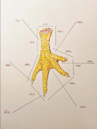  ?? COURTESY IMAGE ?? ‘Plate No.87.6 with Chicken Foot,’ acrylic on canvas, 18 by 12 inches, by Sam Tippett