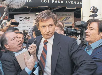  ?? SONY PICTURES ?? Hugh Jackman delivers a strong performanc­e, but this recreation of a presidenti­al contender’s 1988 flameout seems quaint in 2018.