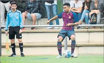  ?? FOTO: FCB ?? Alejandro Balde, en su debut el pasado fin de semana con el Juvenil A del FC Barcelona