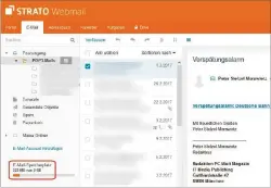  ??  ?? Über das Webportal Ihres Providers kontrollie­ren Sie, ob alle Nachrichte­n auf dem Server sind: entweder über die Zahl der Mails oder die Größe des Speicherpl­atzes.