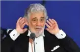  ?? — AFP ?? Spanish tenor Placido Domingo gestures as he performs during his concert in the newly inaugurate­d sports and culture centre ‘St Gellert Forum’ in Szeged, southern Hungary.