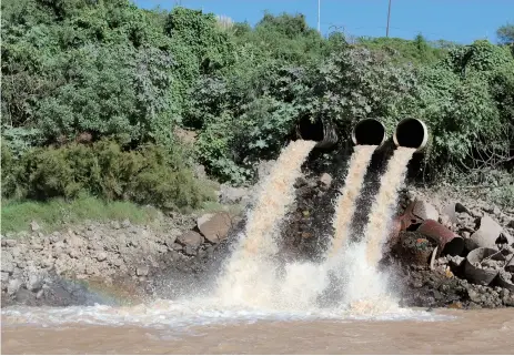  ??  ?? 阿根廷一家饲养场的出­水管