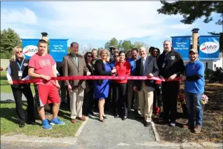  ?? PHOTO PROVIDED ?? The ribbon-cutting ceremony for Vanderheyd­en’s new walking circle and rope challenge course, funded by a grant from MVP Health Care.