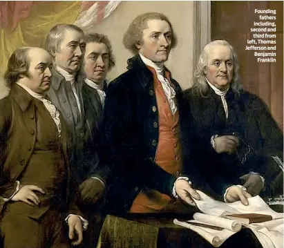  ?? PHOTO: WIKIPEDIA ?? Founding fathers including, second and third from left, Thomas Jefferson and Benjamin Franklin