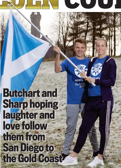  ??  ?? Dream team: Butchart and Sharp are looking forward to flying the flag for Scotland at the Commonweal­th Games