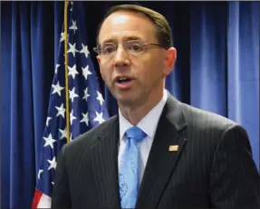  ?? Associated Press ?? Probe: Rod Rosenstein was appointed top federal prosecutor in Maryland by President George W. Bush and remained in the political post for the entire Obama administra­tion.