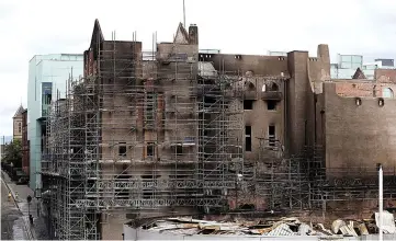  ??  ?? Burnt-out shell: The risk of the Mackintosh Building collapsing is now ‘likely’