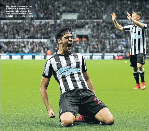  ?? FOTO: NEWCASTLE ?? Mikel Merino celebra un gol con el Newcastle. El navarro será anunciado en los proximos días como nuevo futbolista de la Real Sociedad