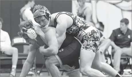  ??  ?? Jarrett Lassetter was one of three Gordon Lee wrestlers to win individual titles at the Area 3-A tournament on Saturday, along with Hunter Burnette and Braden Jarvis. (Messenger photo/Scott Herpst) Chatt. Valley boys 64, Saddle Ridge 45