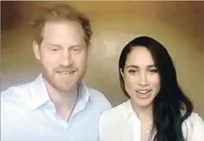  ?? AP ?? Enrique y Meghan, el pasado julio en un vídeo a favor de la igualdad de derechos y apoyo a Black Lives Matter