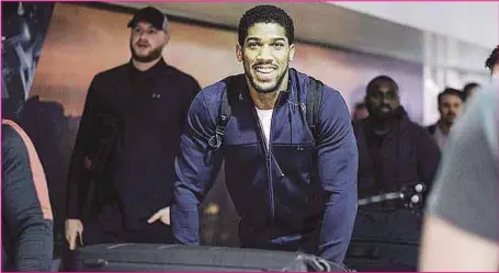  ??  ?? Anthony Joshua on arrival in Riyald, Saudi Arabia …yesterday