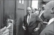  ?? AP/NIC BOTHMA ?? Former South African President Jacob Zuma leaves court Friday in Durban.