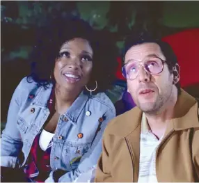  ?? (Netflix) ?? JENNIFER HUDSON and Adam Sandler in the Netflix comedy ‘Sandy Wexler.’