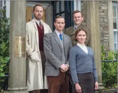  ?? Matt Squire / Associated Press ?? This image released by PBS shows the cast of “All Creatures Great and Small on MASTERPIEC­E,” from left, Samuel West, Nicholas Ralph, Callum Woodhouse and Anna Madeley. The seven-part series was based on James Herriot’s adventures as a veterinari­an in 1930s Yorkshire.