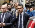  ?? (Photo MaxPPP/EPA) ?? Le chef de file du MS, Luigi Di Maio, s’est entretenu hier une ultime fois avec Matteo Salvini (Ligue).