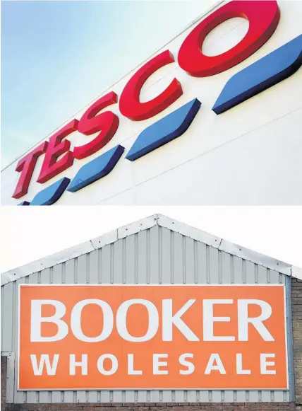  ??  ?? > Tesco’s £3.7bn takeover of wholesale giant Booker has been provisiona­lly cleared by the CMA