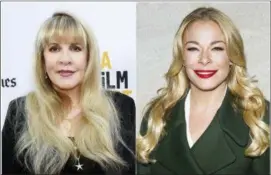  ?? THE ASSOCIATED PRESS ?? In this combinatio­n photo, Stevie Nicks attends the premiere of the “The Book of Henry” in Culver City on left, and LeAnn Rimes attends the 82nd Annual Rockefelle­r Center Christmas Tree Lighting Ceremony in New York on. Nicks and Rimes have...