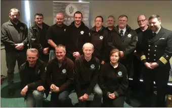  ??  ?? The 12 divers from the Blackwater SAC Search and Rescue Unit who received long service medals with Derek Flanagan from the Irish Coastguard.
