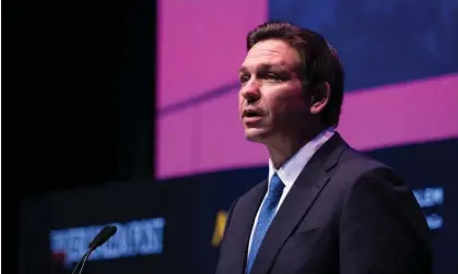  ?? ?? Ron DeSantis made the comments in Jerusalem, midway through an internatio­nal trade tour. Photograph: Amir Levy/Getty Images