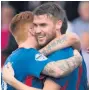  ??  ?? WINNER Lowry celebrates scoring Linfield’s second