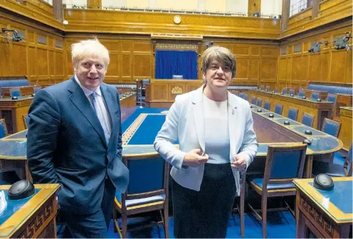  ??  ?? Boris Johnsons Brexit-Deal könnte am Samstag im britischen Unterhaus an Arlene Fosters nordirisch­er DUP scheitern.