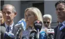  ??  ?? Virginia Roberts Giuffre (centre) holds a press conference in August 2019. Photograph: Bebeto Matthews/AP