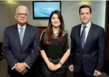  ??  ?? Miguel Guerrero, Leila Mejia y Hugo Beras durante la presentaci­ón de “Conexión 32”.