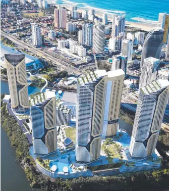  ?? Picture: SUPPLIED ?? An artist’s impression of The Star Gold Coast's mega masterplan concept.