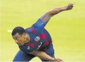  ?? (Photo: Gareth Copley/getty Images for ECB) ?? Shannon Gabriel bowls during a West Indies intra-squad warm-up game at Old Trafford in Manchester, England, yesterday