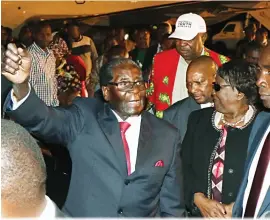  ??  ?? President Mugabe arrives at the Joshua Mqabuko Nkomo Internatio­nal Airport in Bulawayo last night ahead of the Matabelela­nd South Presidenti­al Youth Interface rally. He is received by Vice President Phelekezel­a Mphoko and Zanu-PF party officials