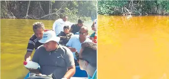  ??  ?? DESTRUCCIÓ­N. Miles de peces de varias especies han muerto en los últimos días en la laguna Los Micos. Técnicos de entidades del Estado recogen muestras del agua para hacer pruebas.