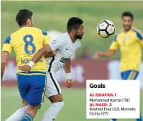  ?? Supplied photo ?? Al Nasr and Al Dhafra players in an intense battle during the Arabian Gulf League match on Friday. —