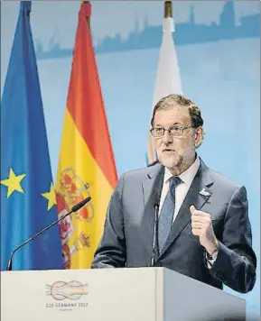  ?? CLEMENS BILAN / EFE ?? El presidente Rajoy, ayer, tras la cumbre del G-20 en Hamburgo