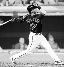  ?? ASSOCIATED PRESS FILE PHOTO ?? Indians’ Josh Donaldson hits a solo home run off of Detroit Tigers starting pitcher Matthew Boyd in an American League baseball game Sept. 14 in Cleveland. Donaldson is a free agent this off-season.