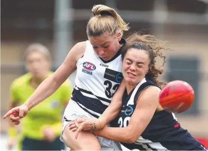  ?? Picture: ROBERT PREZIOSO/AFL MEDIA/GETTY IMAGES ?? BACK TO BASICS: Skills training in all facets of the game should be as much a part of training for girls starting out in the sport as it is for these players in this year’s TAC Cup Girls Grand Final.