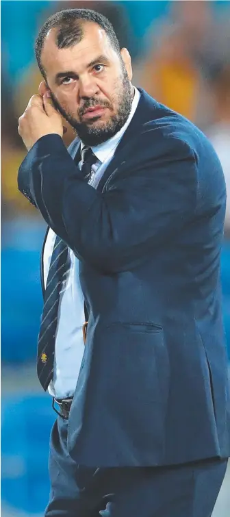  ?? Picture: GETTY IMAGES ?? Wallabies coach Michael Cheika has the weight of the world on his shoulders.