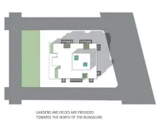  ??  ?? GARDENS AND DECKS ARE PROVIDED TOWARDS THE NORTH OF THE BUNGALOW, WHILE THE EAST, WEST AND SOUTH WINDOWS ARE SHELTERED BY SCREENS