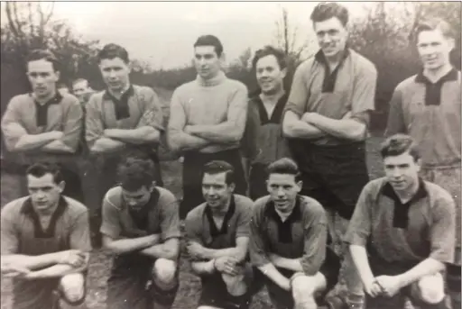 ??  ?? My thanks to Gene McKenna, Drogheda United’s famous physio, for filling me in a bit more about this Drogheda team from the 1950s. The line up at the rear includes George McDonnell, Paddy Donovan, Willie Collins, Dermot Kilroy, Cecil Sanson and in the...