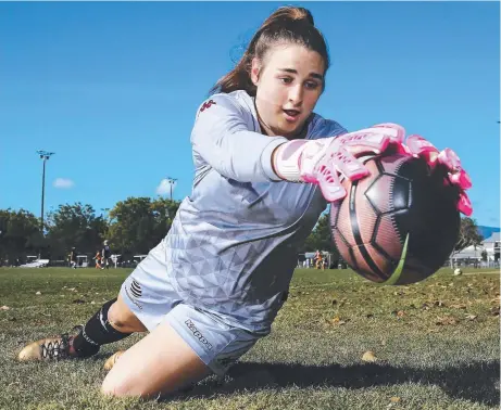  ?? Picture: BRENDAN RADKE ?? NEXT LEVEL: Mia Bailey, 14, is attending a week-long Junior Matildas training camp at the Australian Institute of Sport in Canberra.