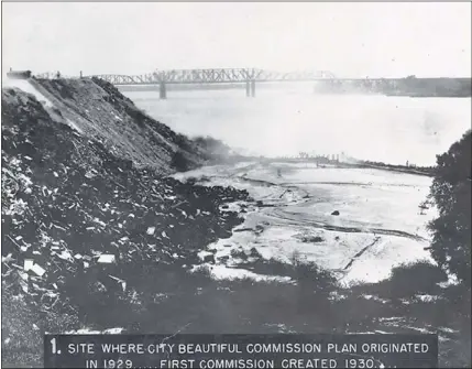  ??  ?? MEMPHIS CITY BEAUTIFUL ARCHIVES This photo, circa 1930, shows the Downtown Memphis riverfront as it looked before Memphis City Beautiful was founded to spearhead a Riverfront Revitaliza­tion Project.