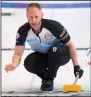  ?? THE CANADIAN PRESS/HO, MICHAEL BURNS ?? Skip Brad Jacobs of Sault Ste. Marie Ont. shouts to his sweepers during his win over Brad Gushue of St.John's N.L. at the Canada Cup in Estevan, Sask. on Wednesday.