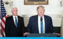  ??  ?? WASHINGTON: US President Donald Trump speaks alongside Vice President Mike Pence about the mass shootings from the Diplomatic Reception Room of the White House yesterday.