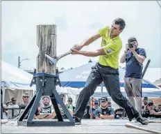  ?? CONTRIBUTE­D ?? Connor Morse competes in the standing block event at the 2018 Stihl Timberspor­ts Rookie Canadian Championsh­ips.