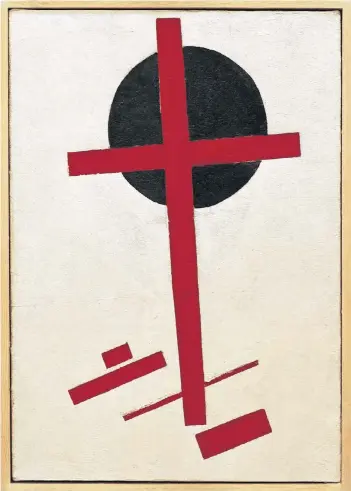  ?? FOTO: DPA ?? Kasimir Malewitsch: „Suprematis­mus (Rotes Kreuz auf schwarzem Kreis)“, entstanden zwischen 1921 und ’27.