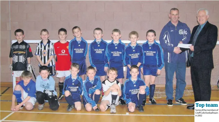  ??  ?? Top team Some of the members of Crieff Colts football team in 2002