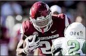  ?? NWA Democrat-Gazette/CHARLIE KAIJO ?? Arkansas running back Devwah Whaley underwent surgery Monday to repair damage to his right ankle after being injured in Saturday’s loss to Ole Miss.